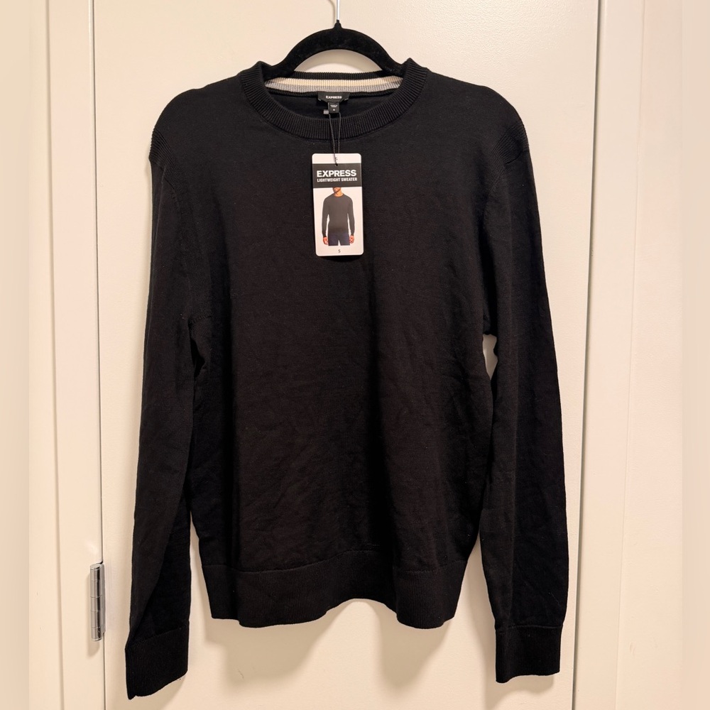 Express Men's Classic Black Crewneck Lightweight Sweater Black Size Small
